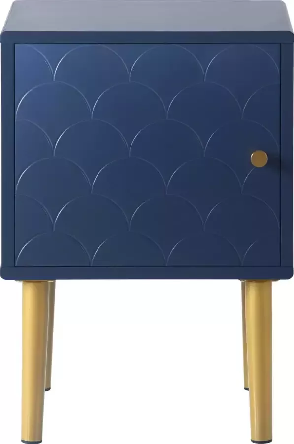 Merax Nachtkastje met Deur Set van 2 Bijzetkastje 4 Poten Marine Blauw - Foto 2
