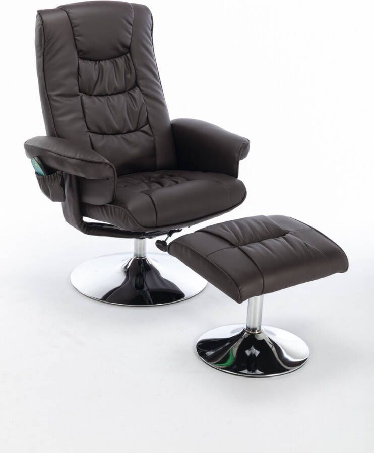 Merax PU Leer Gestoffeerde Massage Fauteuil Massagestoel met Voetenbank Draaibaar Elektrische Stoel Brown