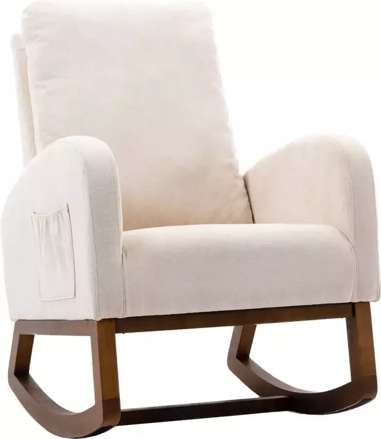 Merax Schommelstoel voor Volwassenen Comfortabele Woonkamer Stoel Beige