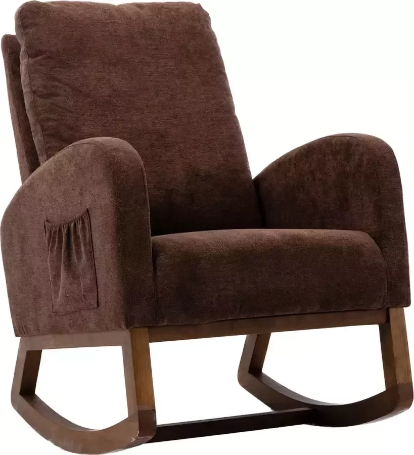 Merax Schommelstoel voor Volwassenen Comfortabele Woonkamer Stoel Bruin