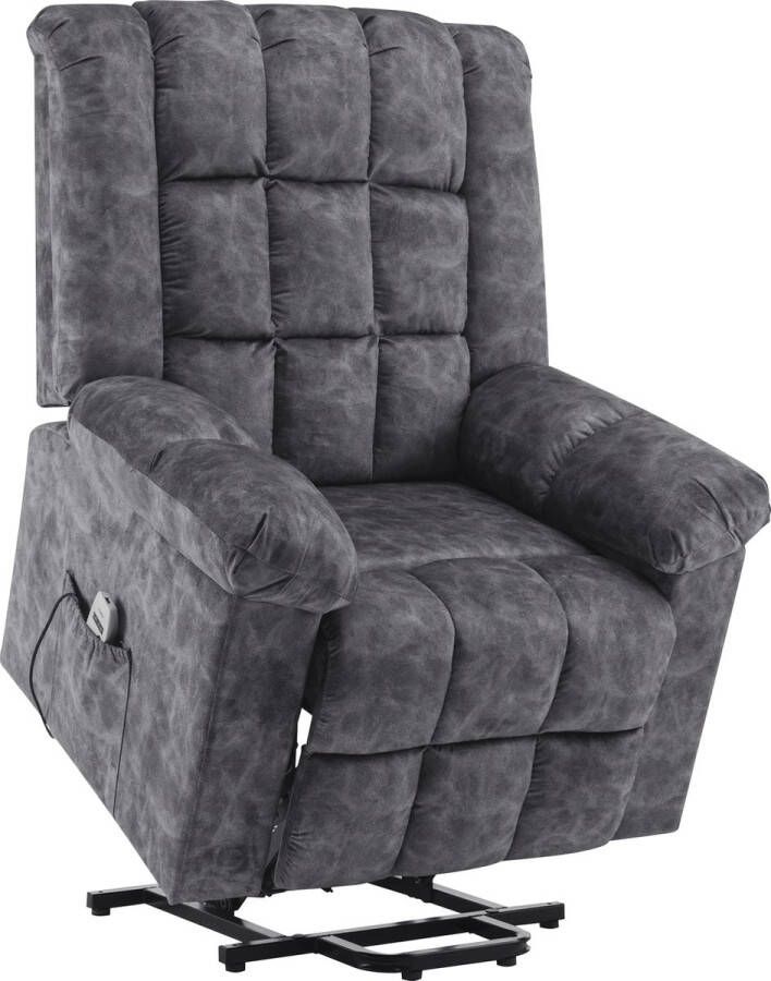 Merax Sta Op Stoel met Elektrisch Massage Functie Verstelbaar Relaxfauteuil met Verwarming Grijs