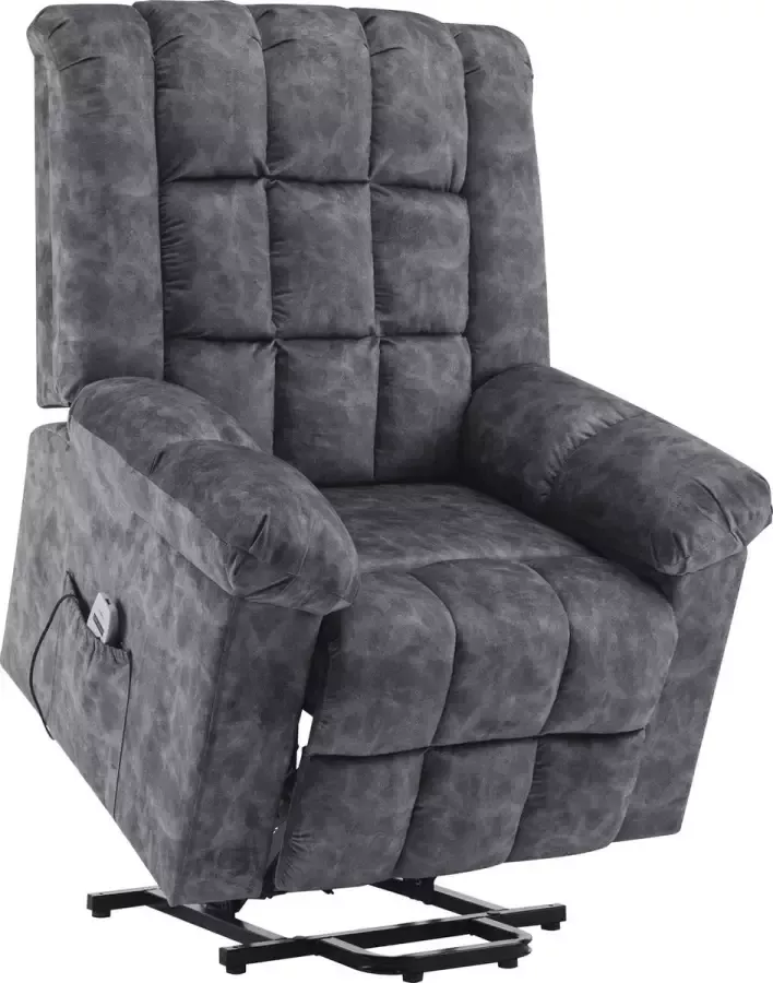 Merax Sta Op Stoel met Elektrisch Massage Functie Verstelbaar Relaxfauteuil met Verwarming Grijs