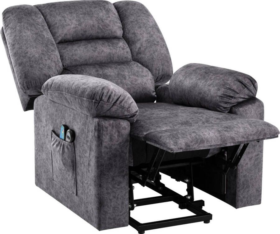 Merax Sta Op Stoel met Massage Functie Elektrisch Verstelbaar Relaxfauteuil met Verwarming Grijs