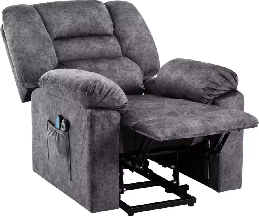 Merax Sta Op Stoel met Massage Functie Elektrisch Verstelbaar Relaxfauteuil met Verwarming Grijs