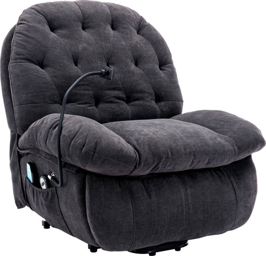 Merax Sta-Op Stoel Relaxfauteuil met Massage- en Verwarmingsfunctie Relaxstoel Grijs