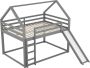 Merax Stapelbed 140 x 200 cm Hoogslaper Met Glijbaan en Ladder Bed voor Kinderen Grijs - Thumbnail 2