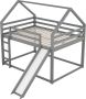 Merax Stapelbed 140 x 200 cm Hoogslaper Met Glijbaan en Ladder Bed voor Kinderen Grijs - Thumbnail 1