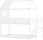 Merax Stapelbed 90 x 200 cm Huisbed Hoogslaper met Trap Bed voor Kinderen Wit - Thumbnail 1