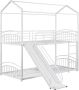 Merax Stapelbed 90x200 cm Bed met Glijbaan en Ladder Huisbed Kinderbed Wit - Thumbnail 3