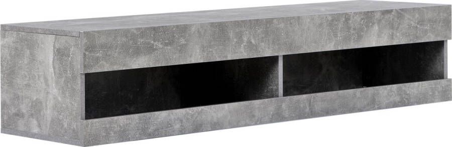 Merax TV-Meubel met LED-Verlichting Hoogwaardig TV-Kast met Opbergruimte Marmerlook Grijs