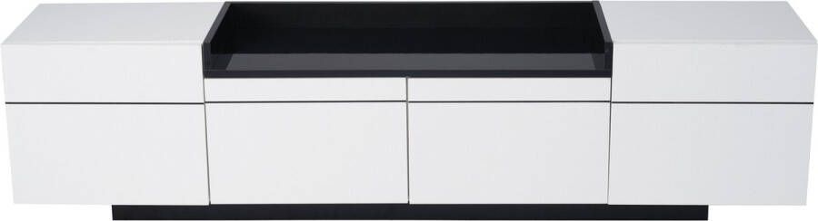 Merax TV Meubel TV Kast met Deuren Hoogglans Wit met Zwart