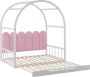 Merax Uitschuifbaar Kinderbed 140x100 & 140x200 cm Uitbreidbaar Peuterbed tot Tweepersoonsbed Wit met Roze - Thumbnail 2