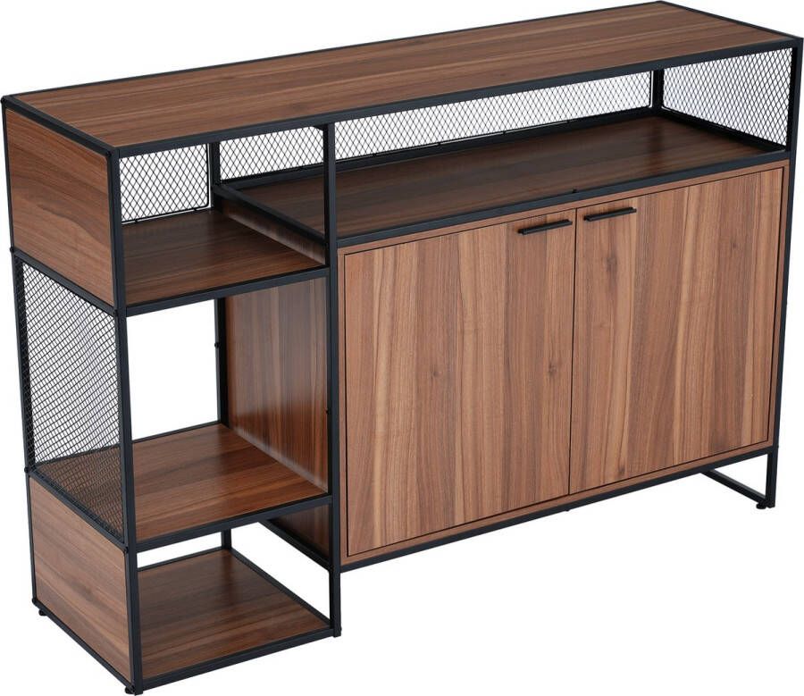 Merax Vakkenkast met Deuren Kast met Opbergvakken Bruin