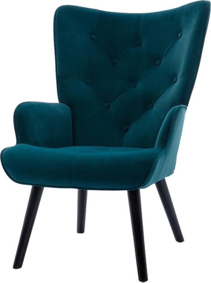 Merax Velvet Stoel Gestoffeerde Fauteuil Moderne Stoelen Kuipstoel Blauw (Peacock) - Foto 2