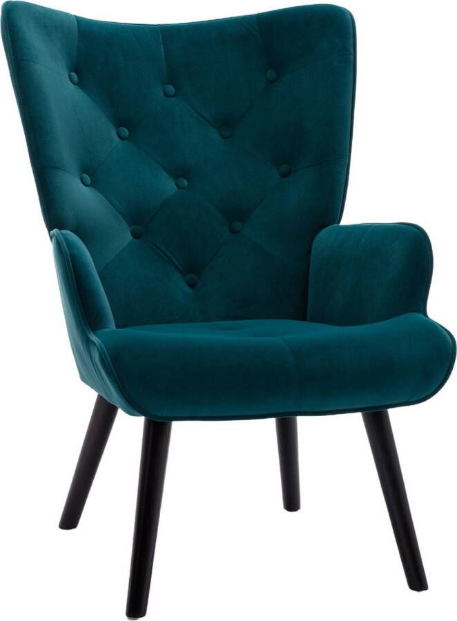 Merax Velvet Stoel Gestoffeerde Fauteuil Moderne Stoelen Kuipstoel Blauw (Peacock)