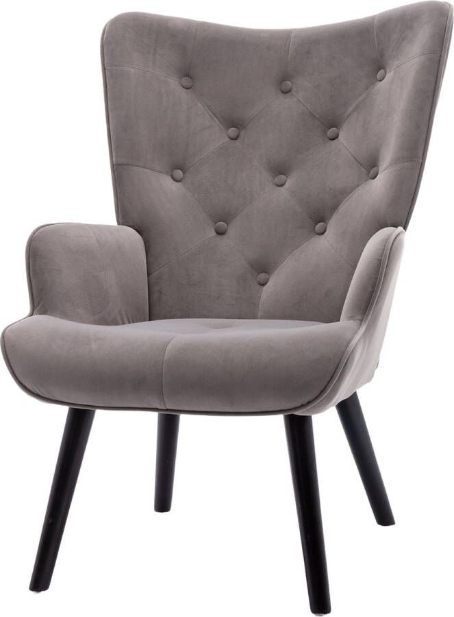 Merax Velvet Stoel Gestoffeerde Fauteuil Moderne Stoelen Kuipstoel Grijs - Foto 2