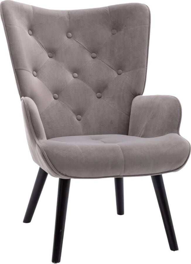 Merax Velvet Stoel Gestoffeerde Fauteuil Moderne Stoelen Kuipstoel Grijs