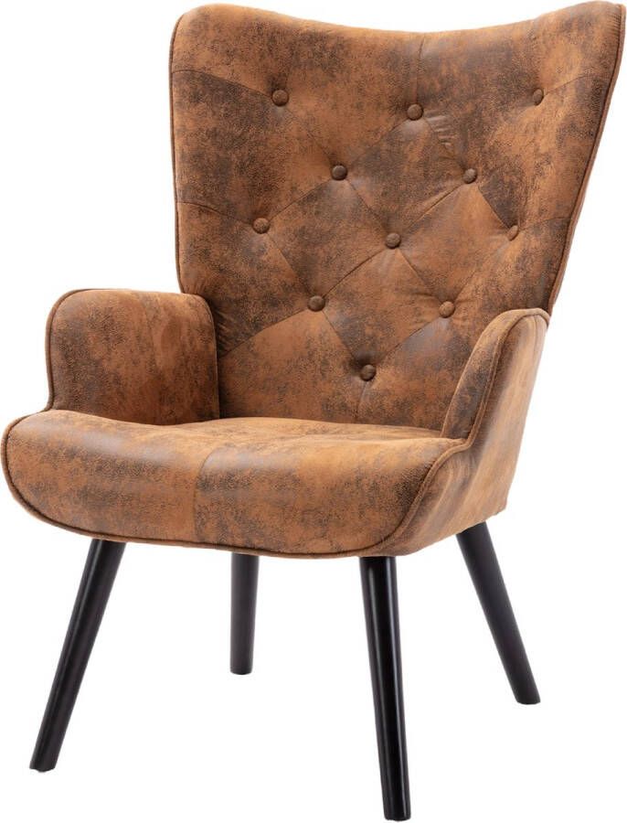 Merax Velvet Stoel Suede Gestoffeerde Fauteuil Moderne Stoelen Kuipstoel Bruin (Coffee) - Foto 2