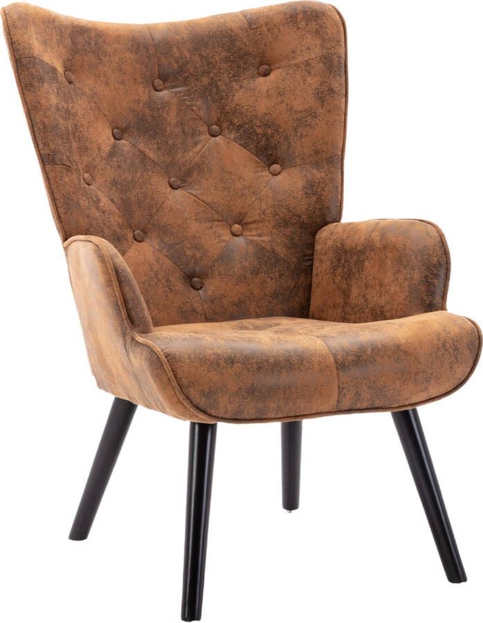 Merax Velvet Stoel Suede Gestoffeerde Fauteuil Moderne Stoelen Kuipstoel Bruin (Coffee)