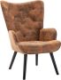 Merax Velvet Stoel Suede Gestoffeerde Fauteuil Moderne Stoelen Kuipstoel Bruin (Koffie) - Thumbnail 2