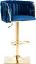 Merax Vintage Barkrukken Set van 2 Barkruk Barstoel met Voetensteun en Rugleuning Blauw met Goud - Thumbnail 2