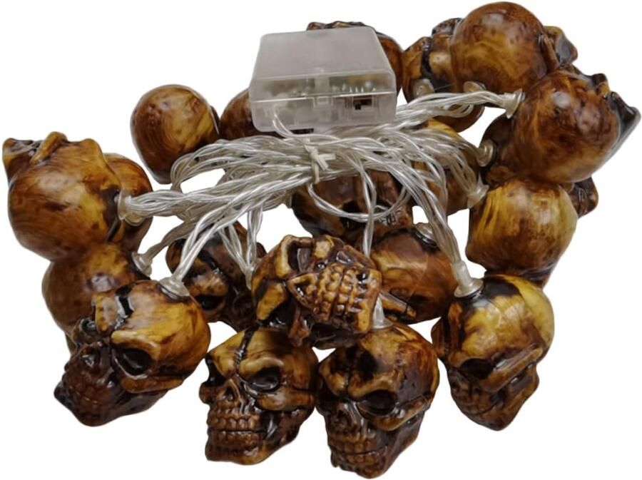 Merdoo Halloween Lantaarns Decoratie- Halloween met Licht Decoratie Buiten Accesoires – Waterdicht Lampjes Instelbaar Lichtjes Schedel Lamp 3M 20 LED Sets