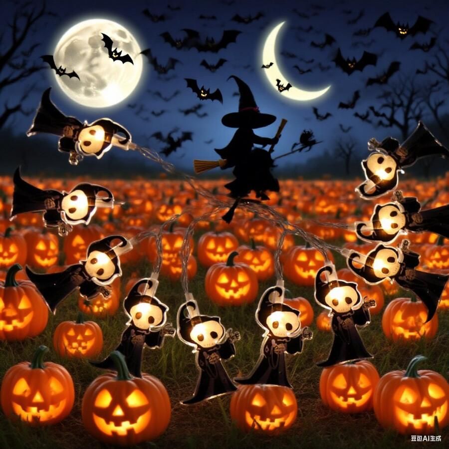 Merdoo Halloween Lantaarns Decoratie- Halloween met Licht Decoratie Buiten Accesoires – Waterdicht Lampjes Instelbaar Lichtjes Dood Lamp 3M 20 LED Sets