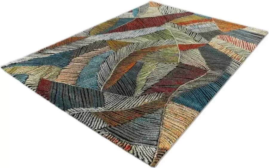 Merinos Bohemian Stijl Vloerkleed Relief Streepjes Multi Kleuren-120 x 170 cm