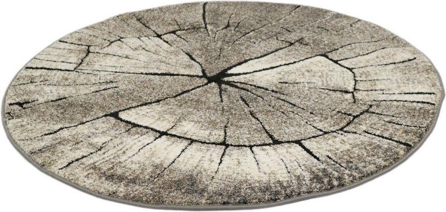 Merinos Boomstam Design Vloerkleed Ibiza 605-95 Earth Beige-Grijse-Ø 120 cm - Foto 3