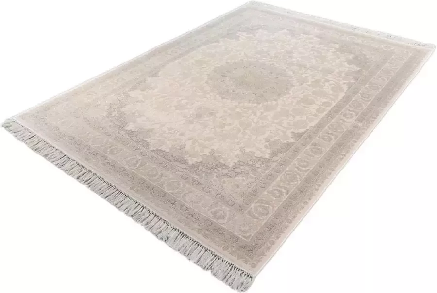 Merinos Elegance Exclusief Viscose Vloerkleed Vintage Grijs Crème-160 x 230 cm