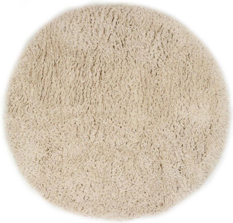 Merinos Floki Hoogpolig Vloerkleed Beige-Ø 120 cm