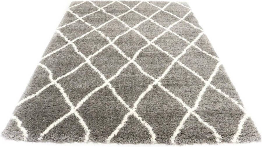 Merinos Floki Moroccan Berber Shaggy Grijs Crème-200 x 200 cm