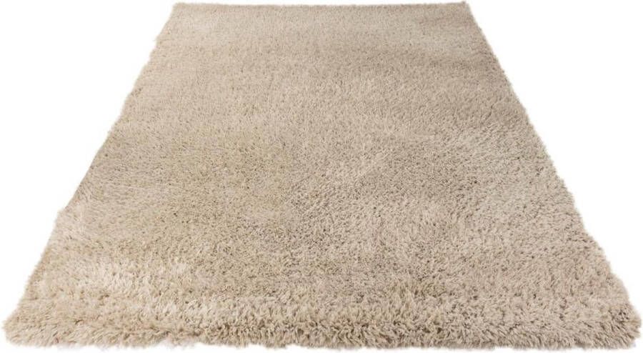 Merinos Hoogpolig Gerecycled Floki vloerkleed Beige -Ø 120 cm