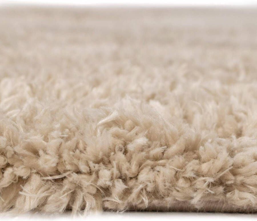 Merinos Hoogpolig Gerecycled Floki vloerkleed Beige -Ø 120 cm - Foto 2