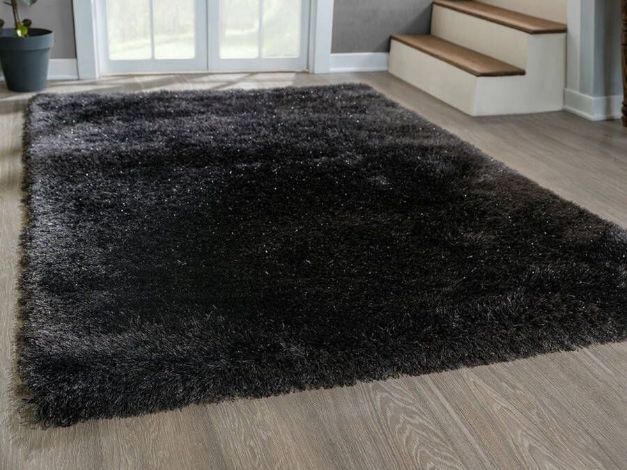 Merinos Hoogpolig Vloerkleed Met Glittergaren Antraciet-80 x 150 cm