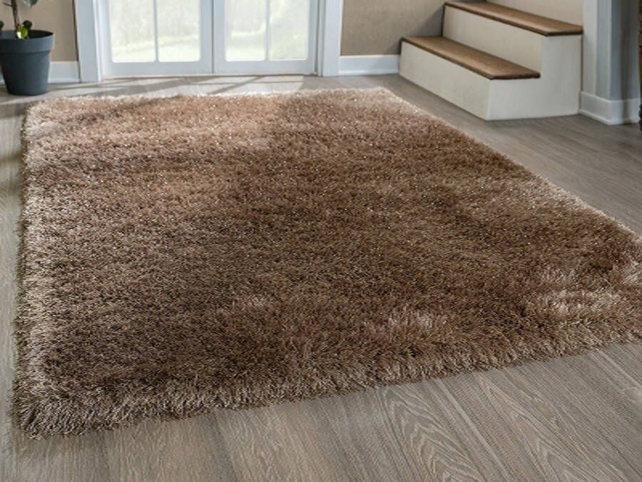 Merinos Hoogpolig Vloerkleed Met Glittergaren Beige-80 x 150 cm