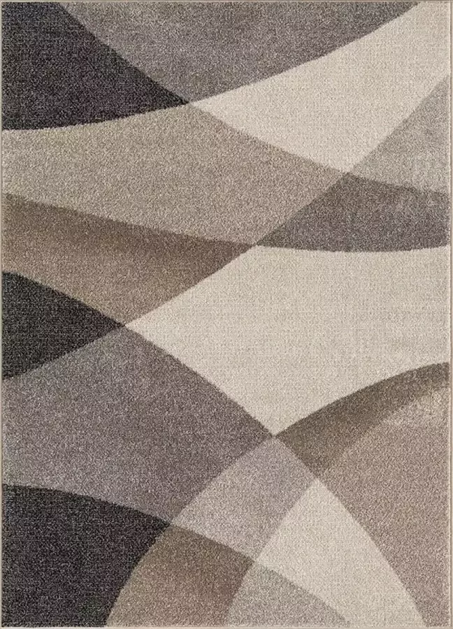 Karpet24 Vloerkleed Thales -140 x 200 cm modern laagpolig voor woonkamer slaapkamer contour geometrische patronen golvend patroon beige