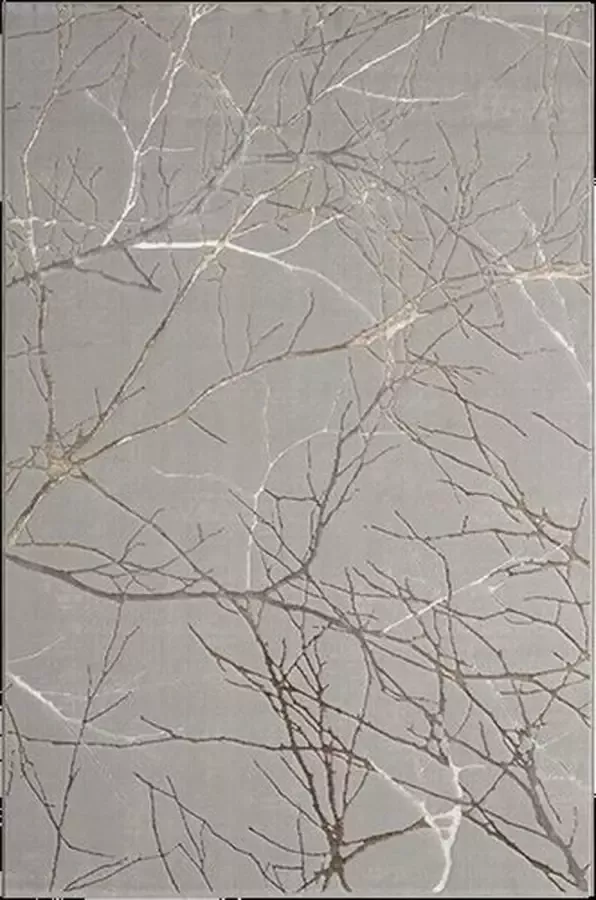 Merinos Laagpolig Takkendesing Vloerkleed Grijs Goud-160 x 230 cm