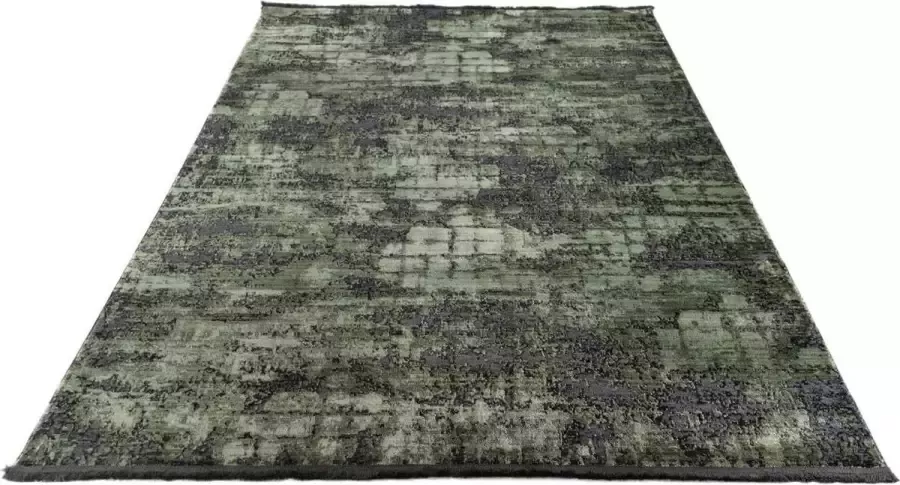 Merinos Laagpolig Vloerkleed Brooklyn Vintage Zwart-Groen-80 x 150 cm