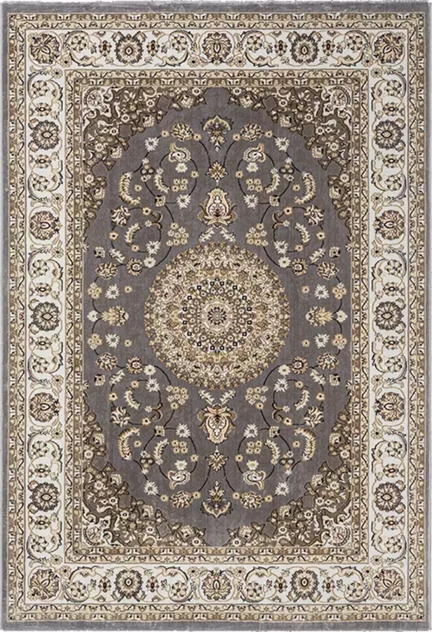 Merinos Laagpolig Vloerkleed Perzisch Motief Grijs-120 x 170 cm