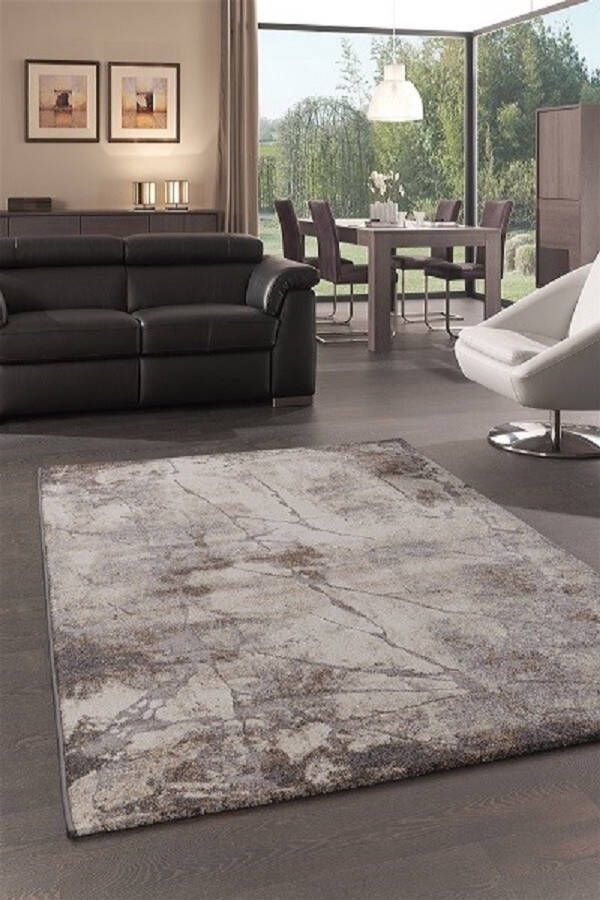 Merinos Marmer Design Vloerkleed Ibiza 607-95 Earth Grijs-Beige-120 x 170 cm