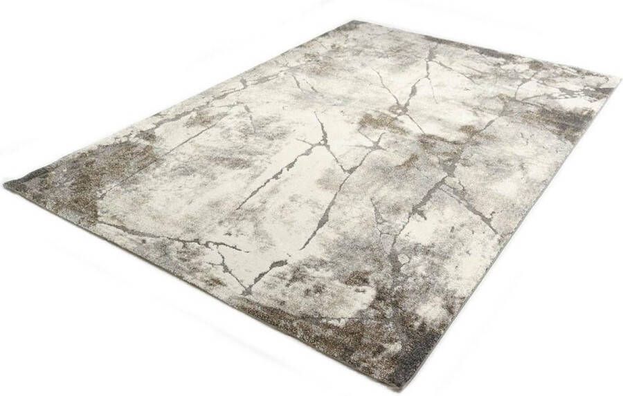 Merinos Marmer Design Vloerkleed Ibiza 607-95 Earth Grijs-Beige-80 x 150 cm