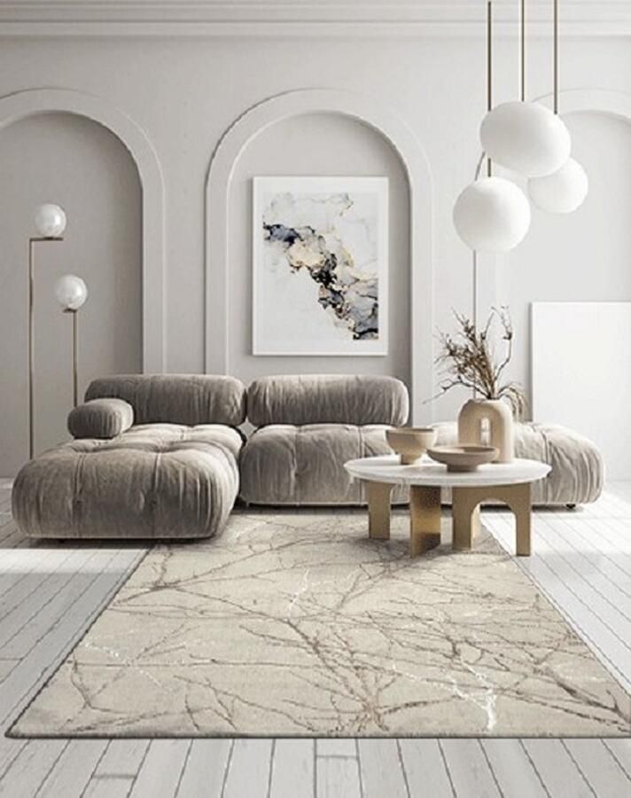 Merinos Karpet24 Modern Vloerkleed Creation Laagpolig Tapijt met Elegant Takkenpatroon in Beige en Crème-200 x 290 cm - Foto 2