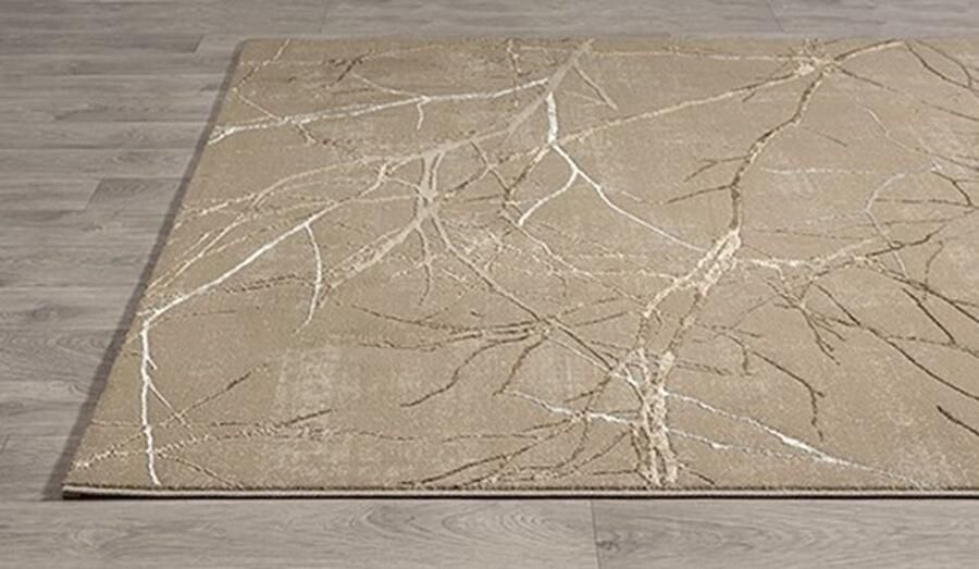 Merinos Karpet24 Modern Vloerkleed Creation Laagpolig Tapijt met Stijlvol Takkenontwerp in Taupe en Crème-200 x 290 cm