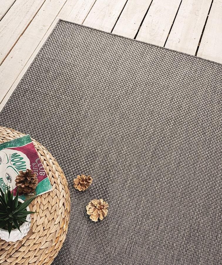 Merinos Karpet24 Sisal – Modern Effen Vloerkleed voor Binnen & Buiten Antraciet-160 x 220 cm