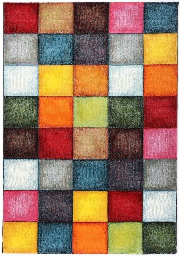 Merinos Laagpolig Vloerkleed Handgesneden Kleurrijk Vierkant Patroon 200x290 cm - Foto 3