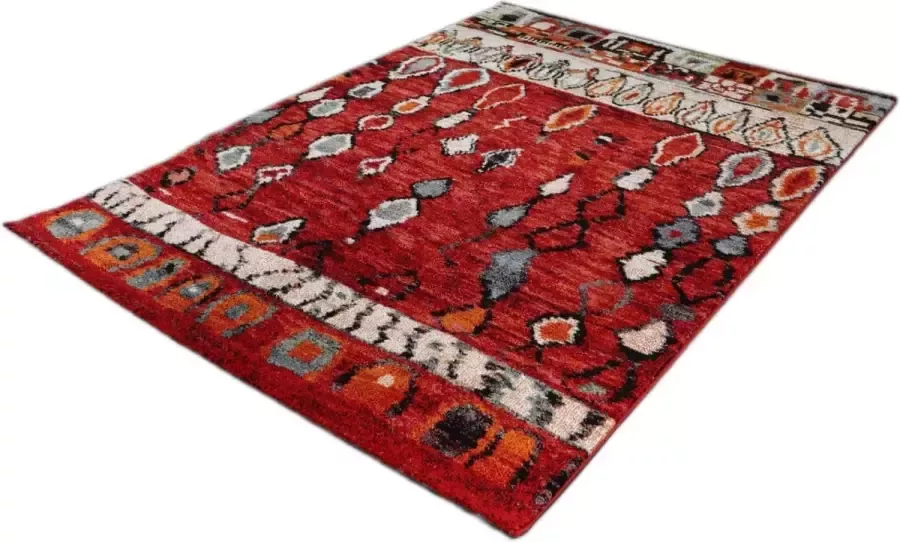Merinos NAZAR Tapis de salon Marokko 120x170 cm rouge et beige