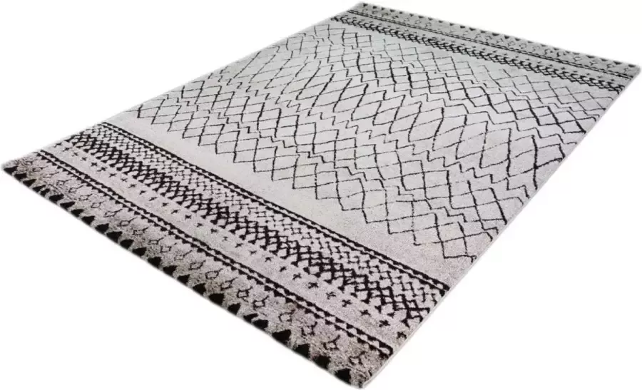 Merinos NAZAR Tapis de salon Marokko 160x230 cm blanc et beige