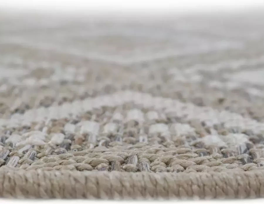 Merinos Vloerkleed voor buiten of voor balkon en terras in Beige diamant 160 cm rond Tapijt geschikt voor In en Outdoor Rond Weer- en UV-bestendig Tuintapijt Buitentapijt CALGARY kleed by The Carpet - Foto 2