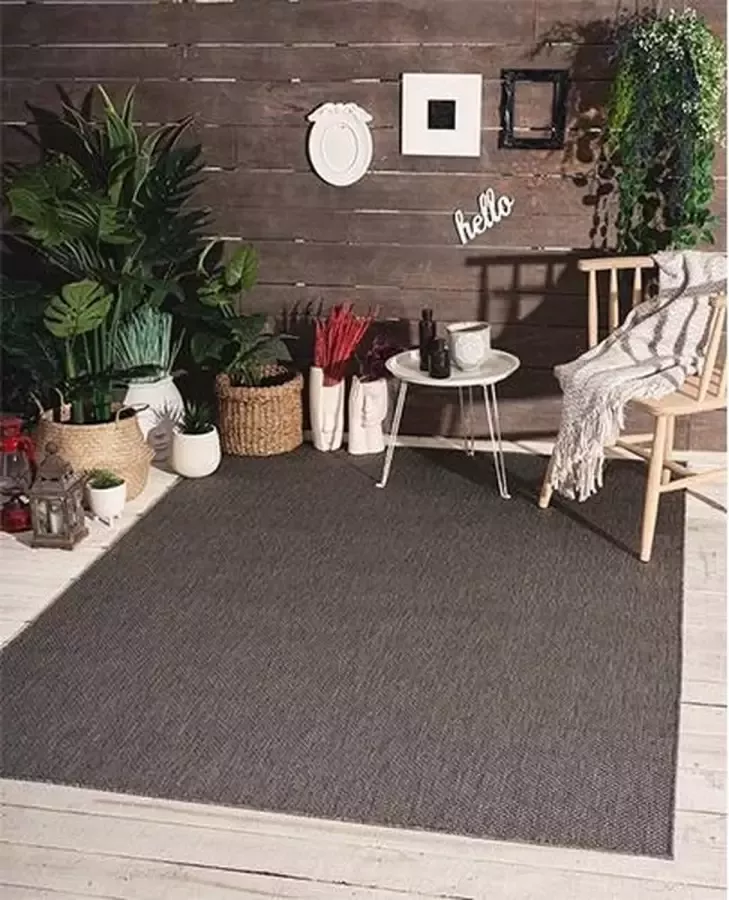 Merinos Karpet24 Sisal – Modern Effen Vloerkleed voor Binnen & Buiten Antraciet-120 x 170 cm